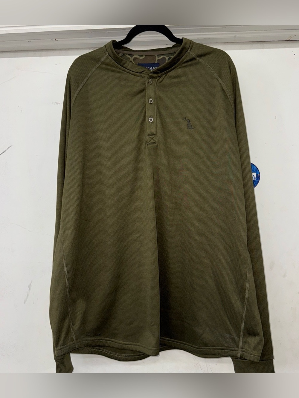 Men's Olive Green Long-Sleeve Henley Shirt